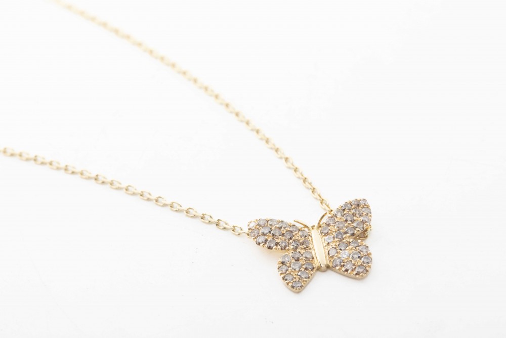 Collar mariposa con diamantes marrones