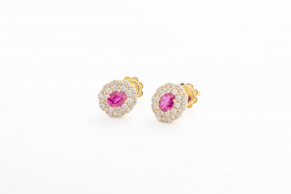 Aretes Moraglione con rubís y diamantes