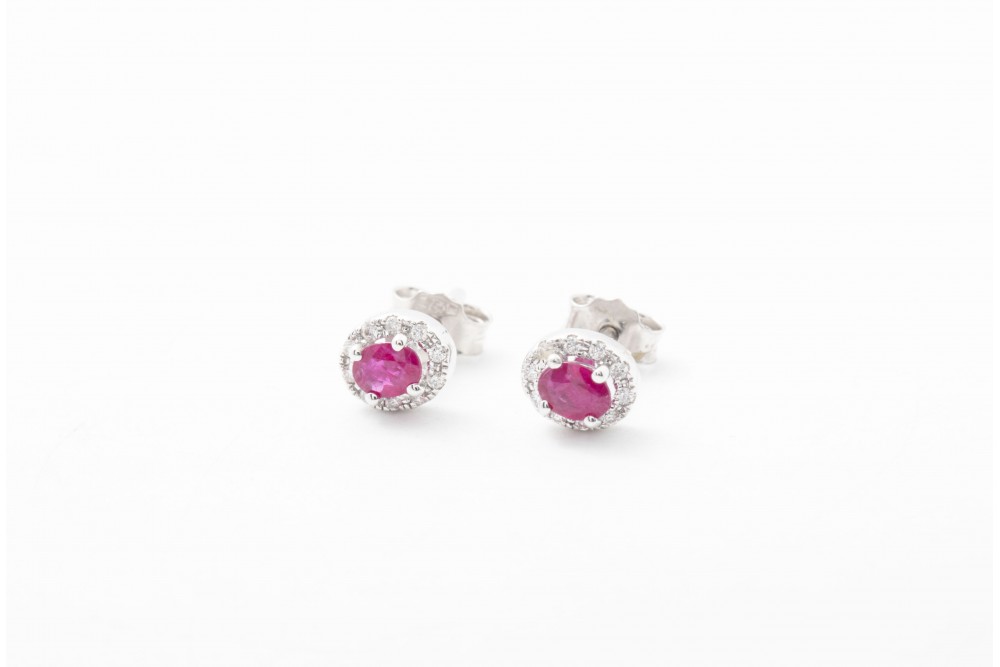 ARETES CON BRILLANTES Y RUBIES