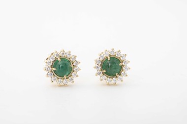 Aretes con esmeraldas y diamantes