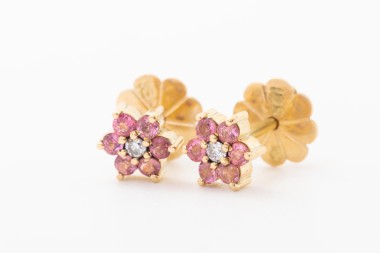 Aretes rosetas rosadas