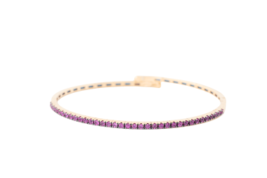 Pulsera tenis con zafiros rosados