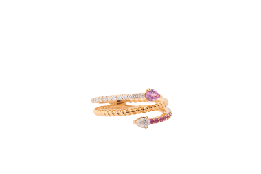 Anillo con zafiros rosados y diamantes