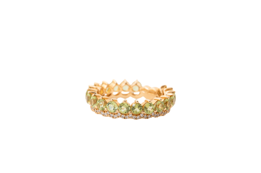 Anillo con peridotos y diamantes