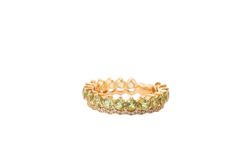 Anillo con peridotos y diamantes
