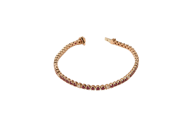 Pulsera tennis con rubís y diamantes