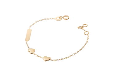 Pulsera con placa y corazón para niña