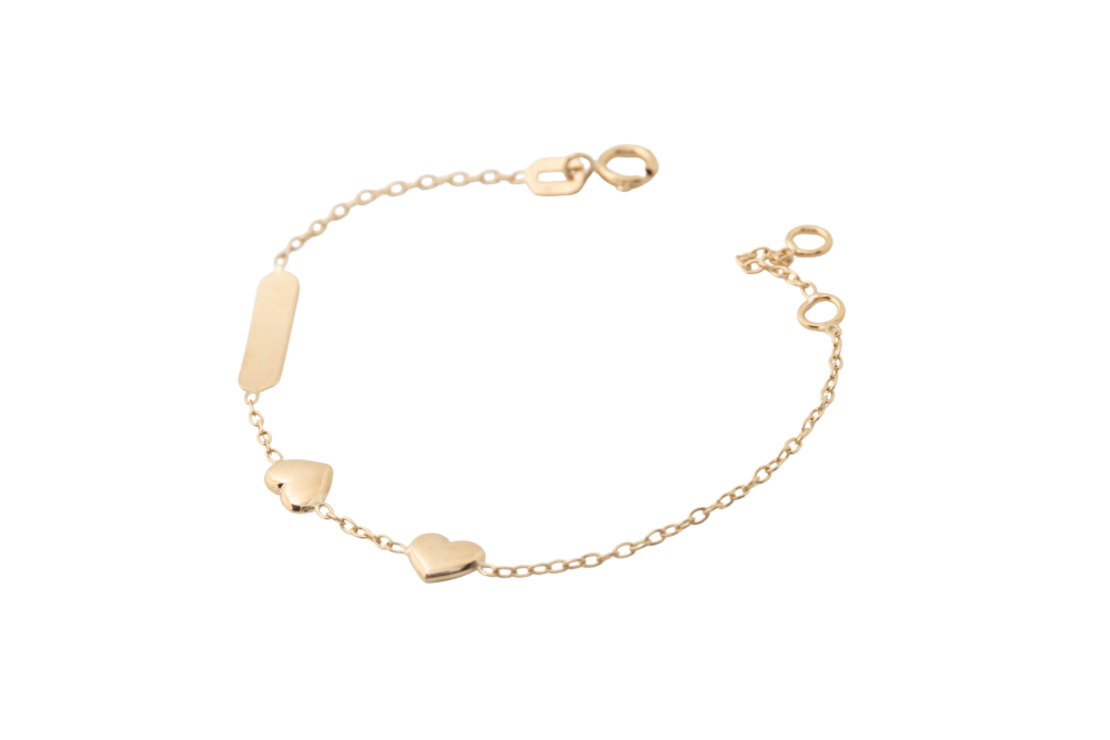 Pulsera con placa y corazón para niña