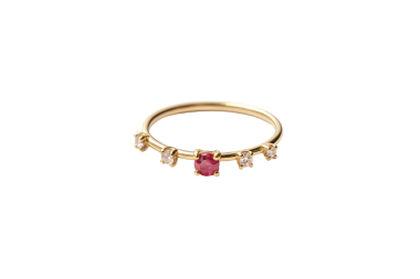 Anillo con zafiro rosa y diamantes