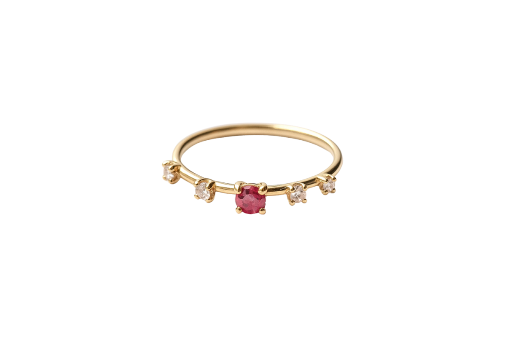 Anillo con zafiro rosa y diamantes