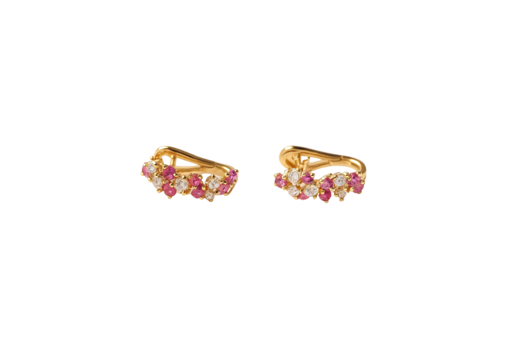 Aretes con zafiros rosas