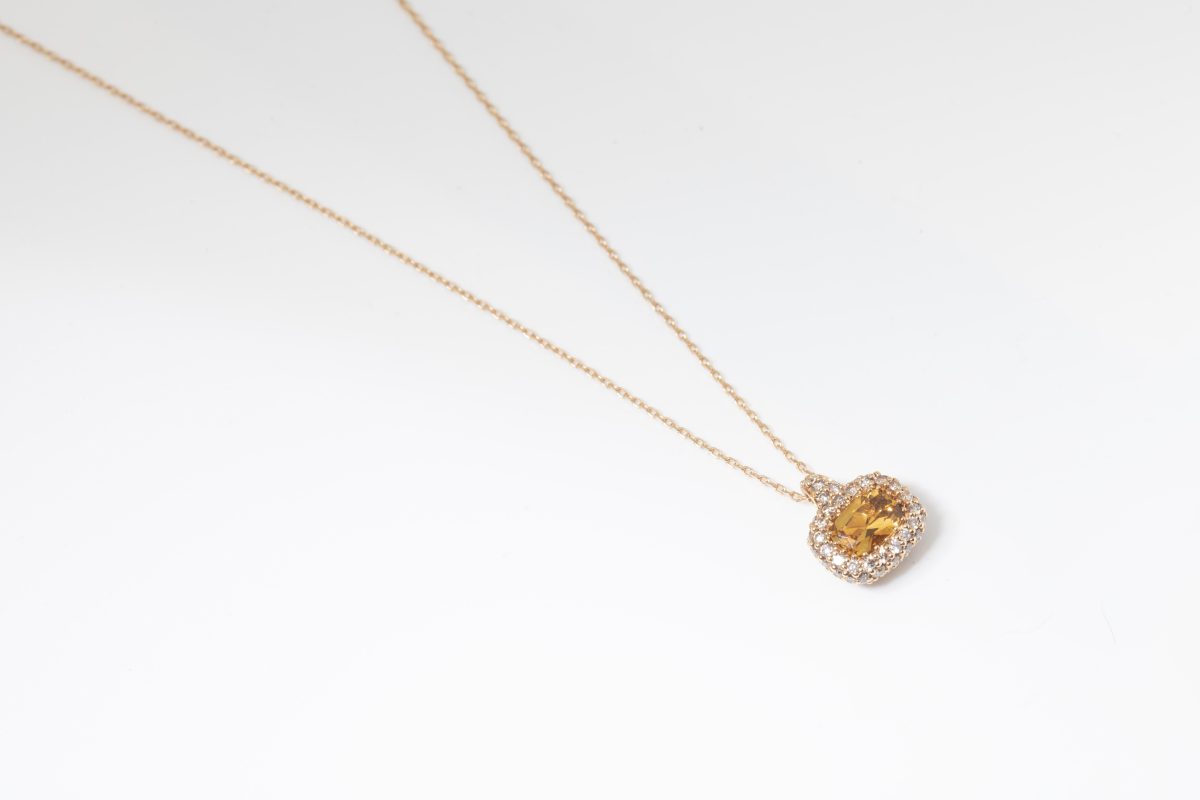 Collar con citrino y diamantes marrones