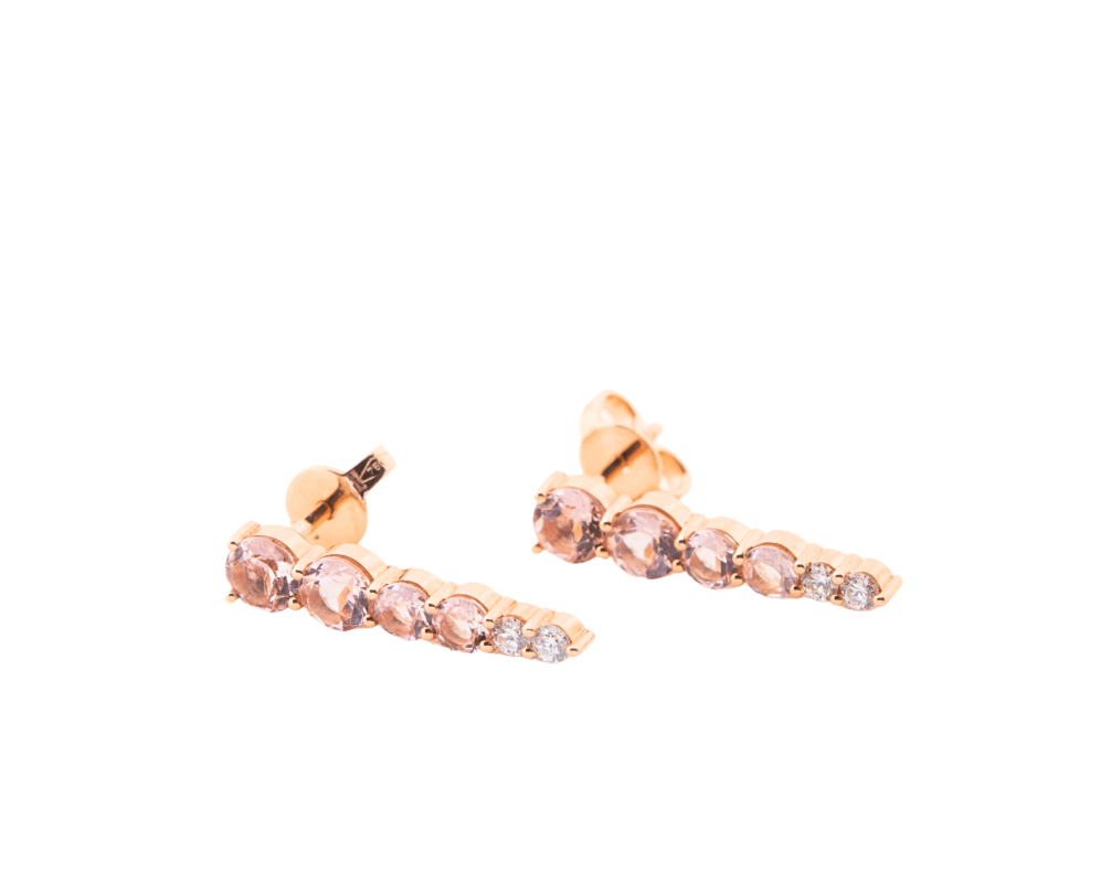 Aretes con morganitas y diamantes