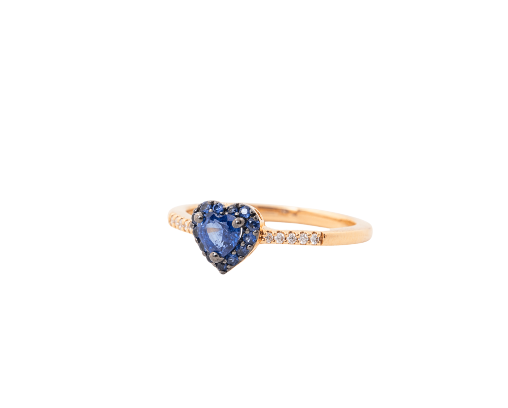 Anillo corazón con zafiros