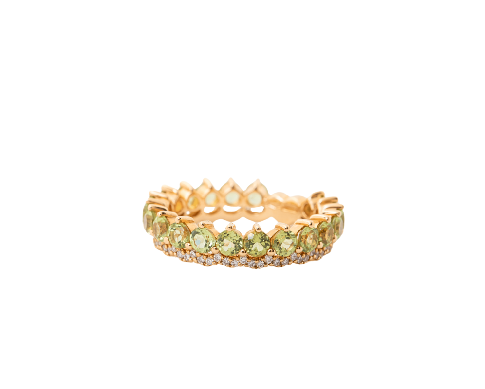 Anillo con peridotos y diamantes