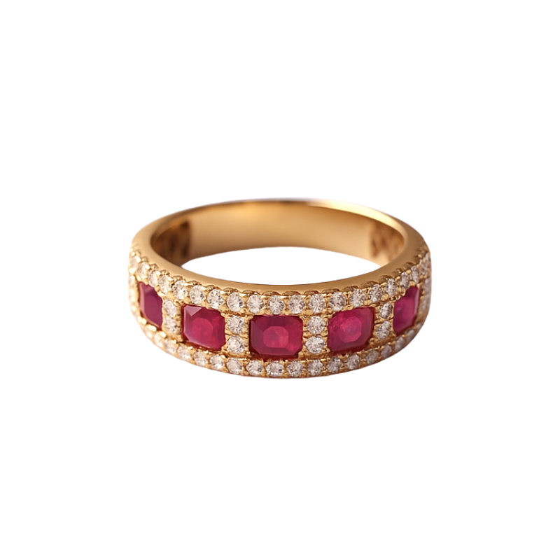 Anillo con rubí y brillantes