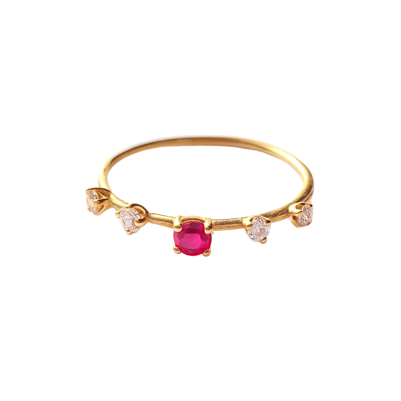 Anillo con rubí y brillantes