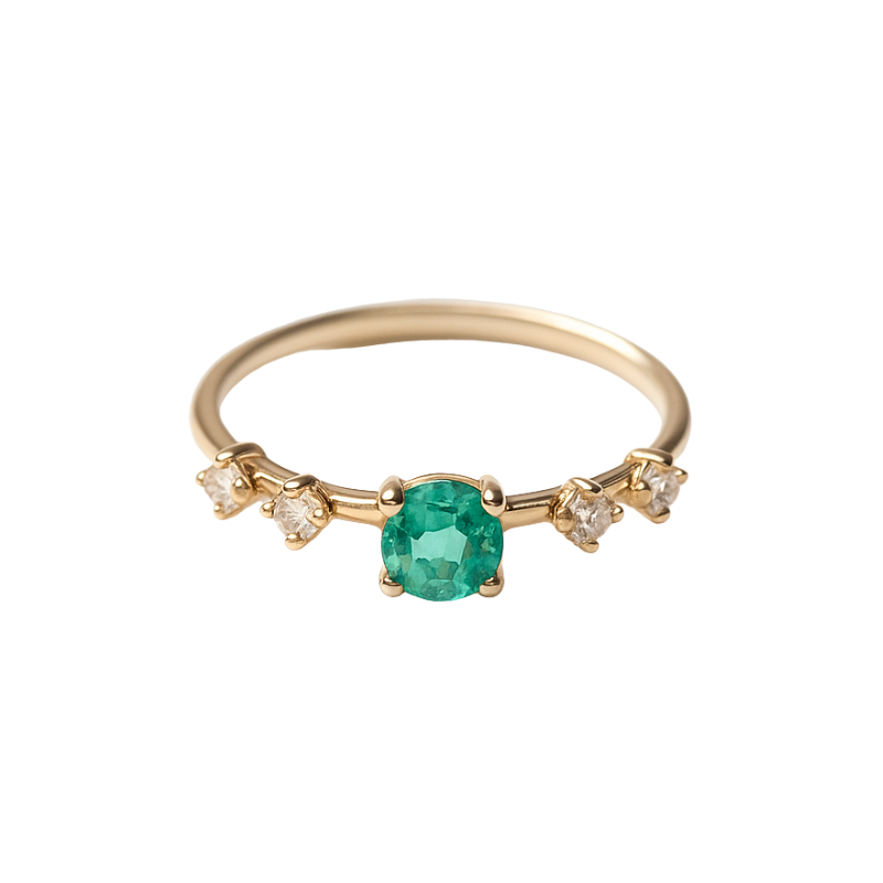 Anillo con esmeraldas y brillantes
