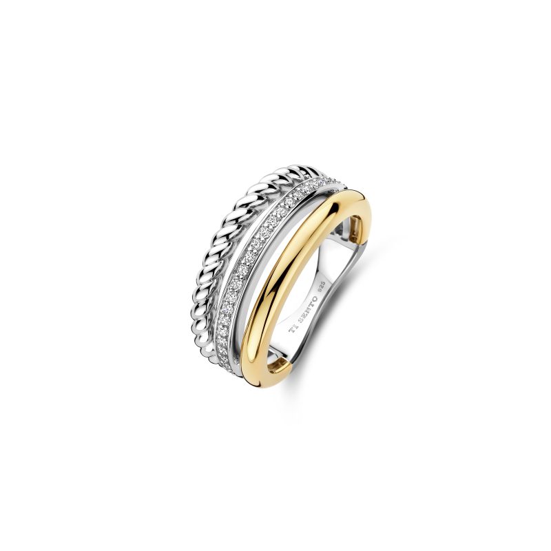 Ti Sento - Structured Triple Band Zirconia Ring