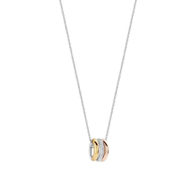 Ti Sento - Tricolor Triple Circle Zirconia Necklace