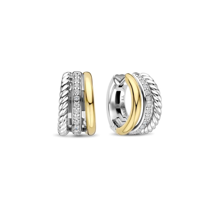 Ti Sento - Structured Triple Band Zirconia Hoops