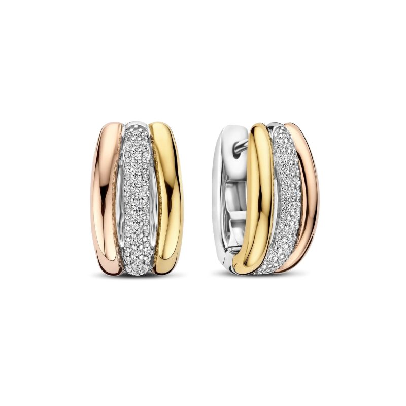 Ti Sento - Tricolor Triple Circle Zirconia Hoops