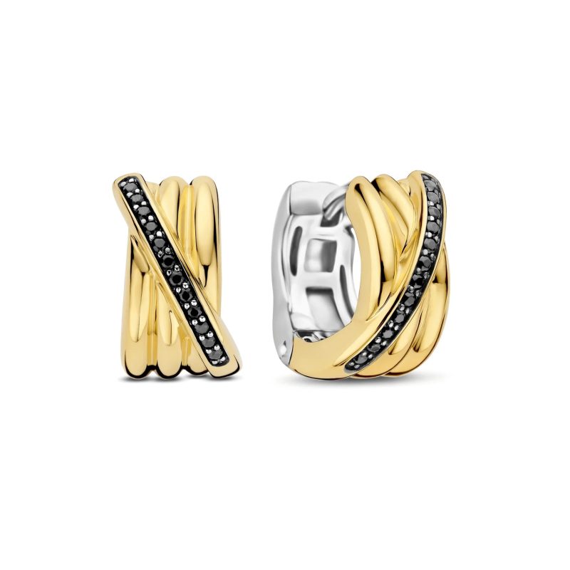 Ti Sento - Black Zirconia Crossover Hoops