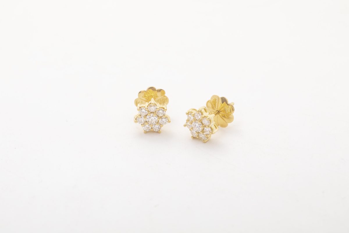 Aretes roseta en oro amarillo
