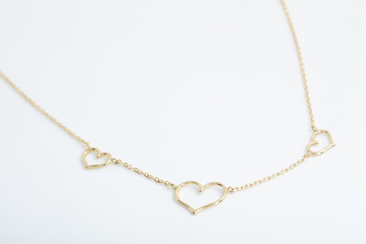 Collar 3 corazones en oro amarillo