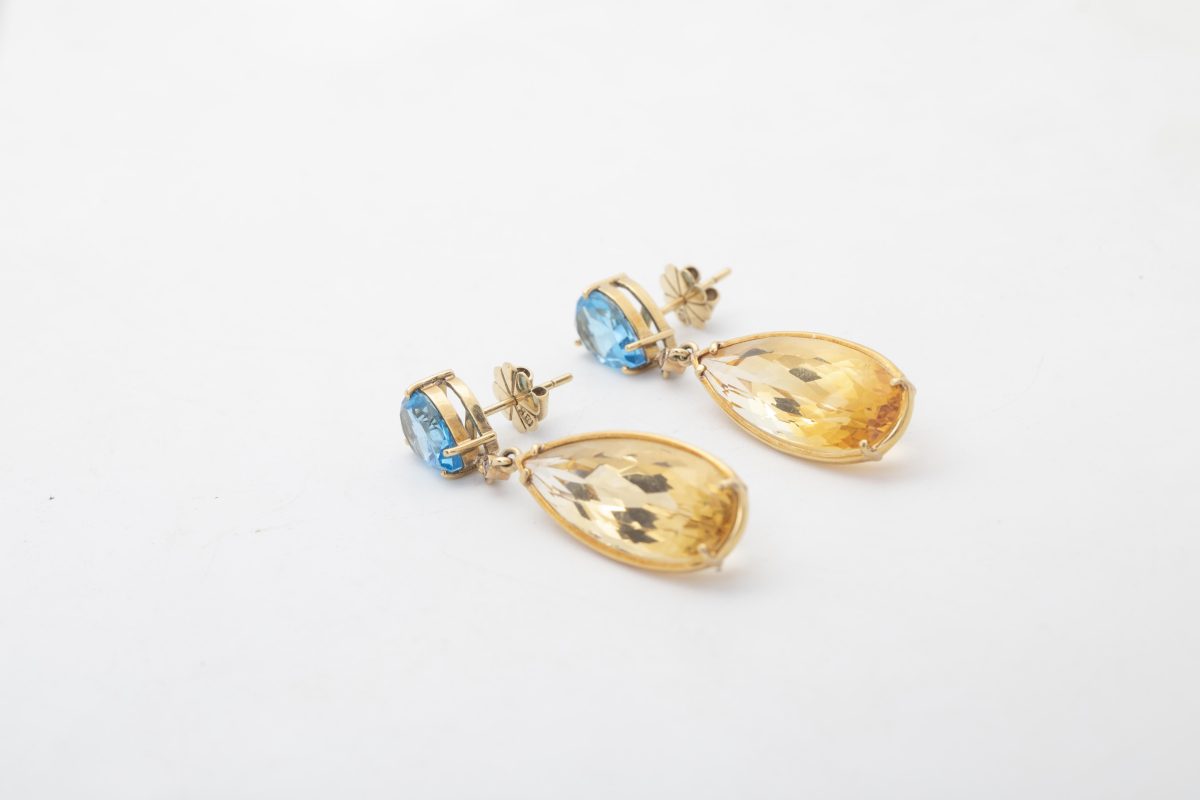 Aretes con citrinos y topacios