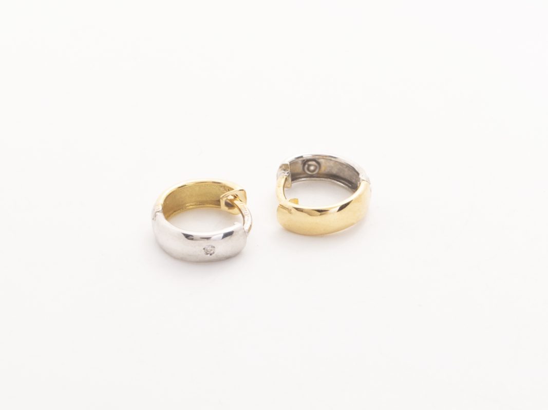 Argollas oro blanco y amarillo con brillantes