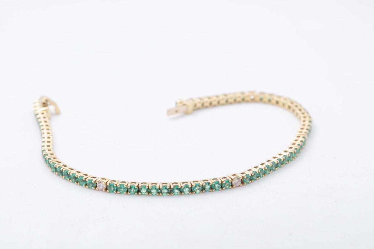 Pulsera con brillantes y Esmeraldas