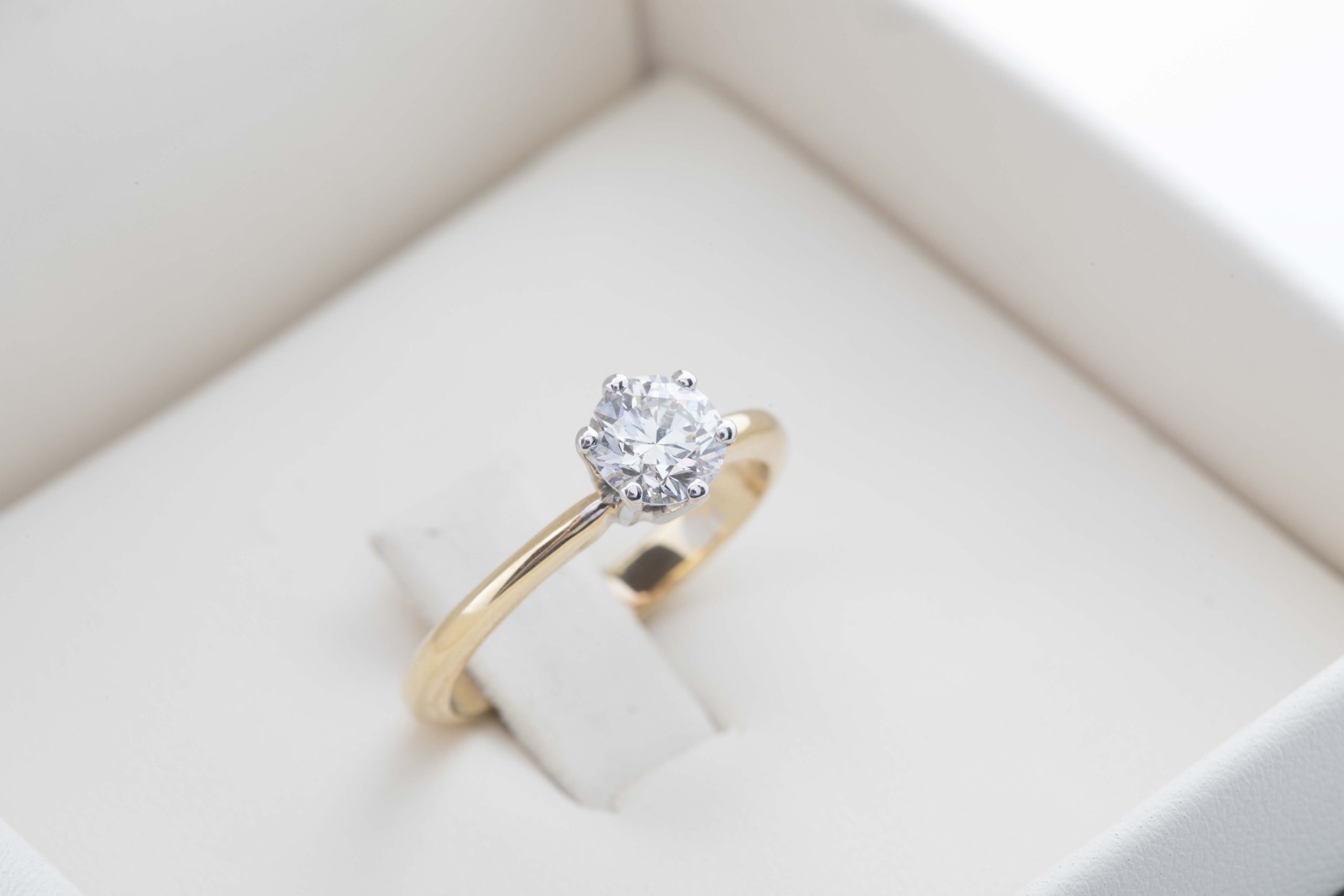Solitario oro bicolor con diamante 0.66Ct