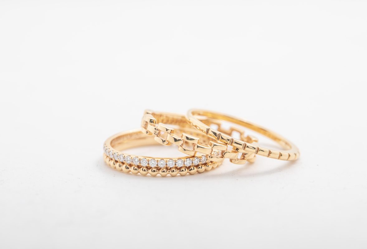 Set de 3 anillos con diamantes