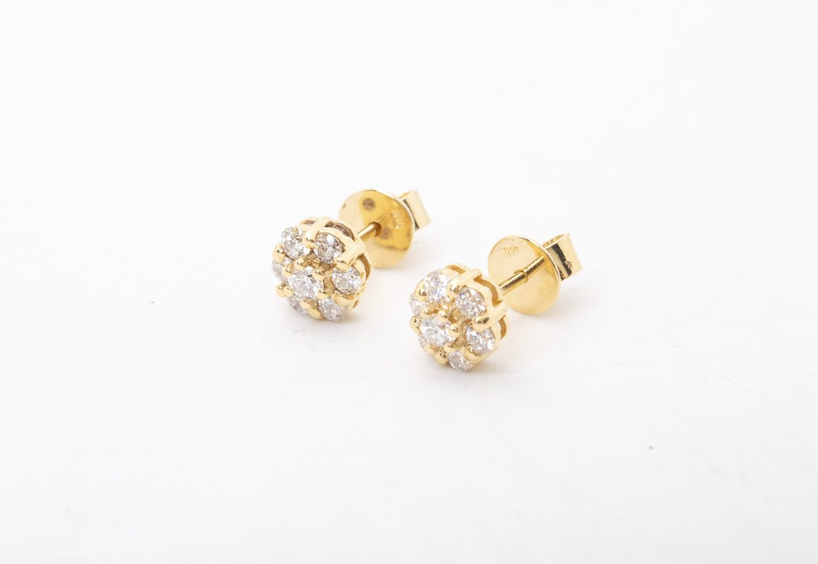 Aretes roseta en oro amarillo