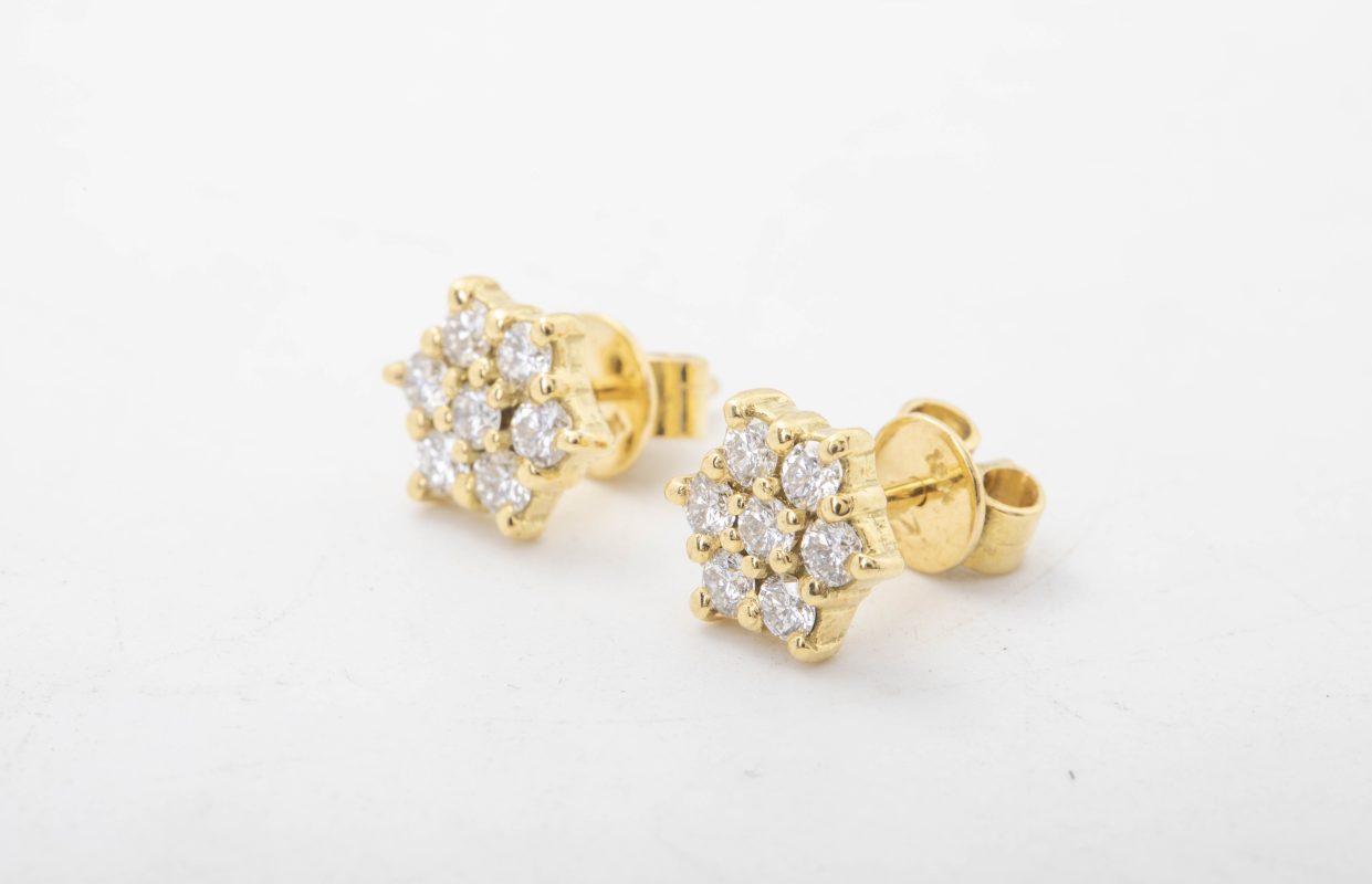 Aretes roseta en oro amarillo