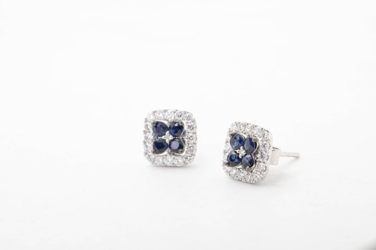 Aretes con zafiros y diamantes