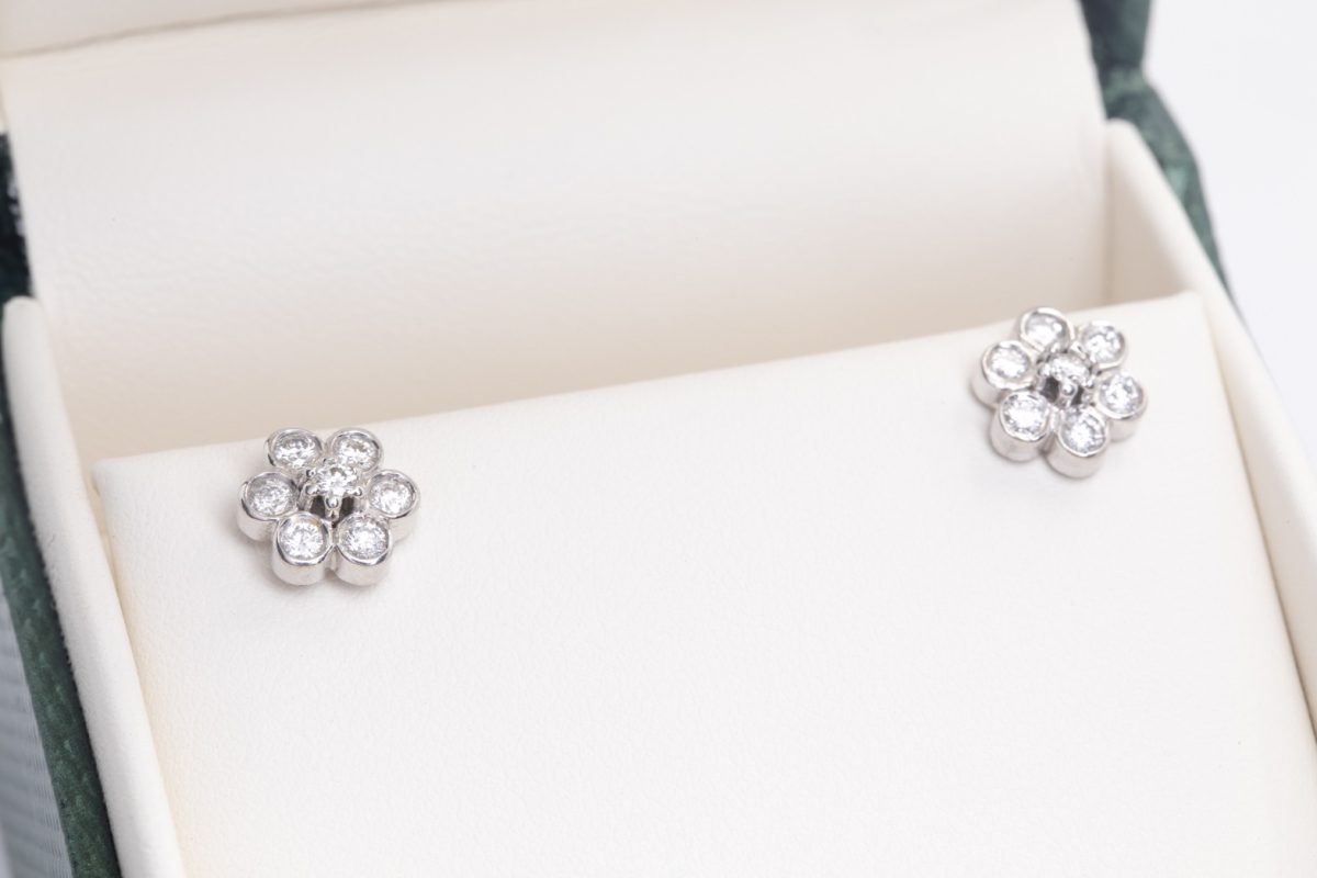Par de aretes con brillantes