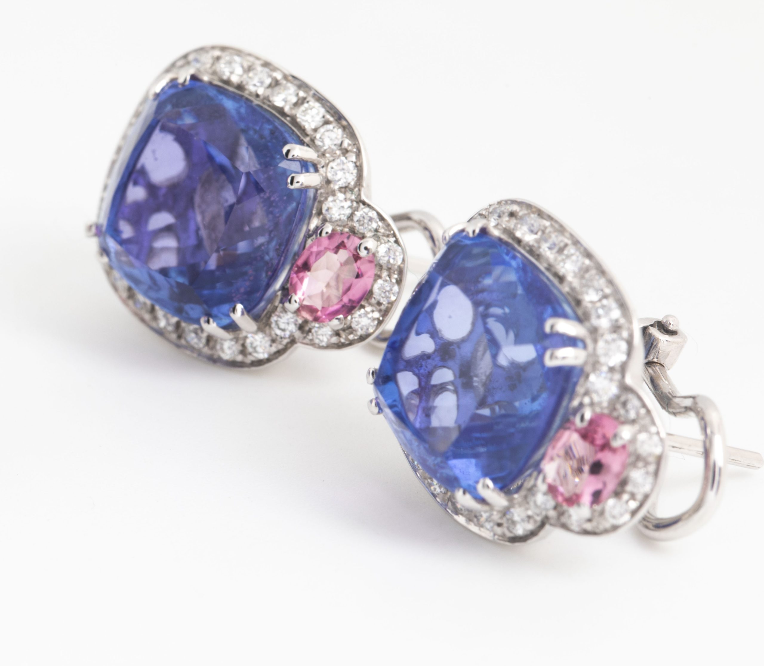 Aretes Moraglione con tanzanitas y turmalinas