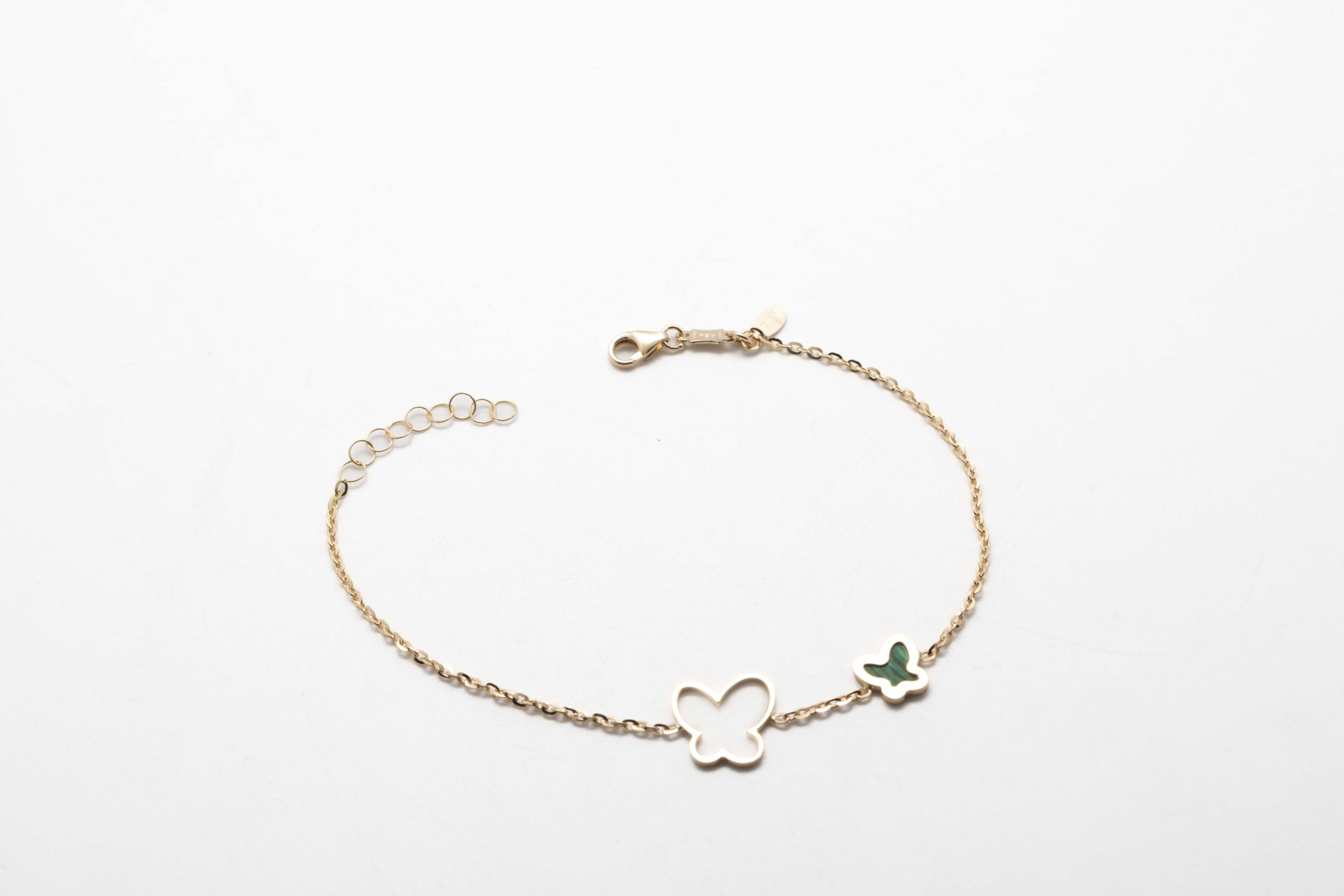 Pulsera mariposas con malaquita