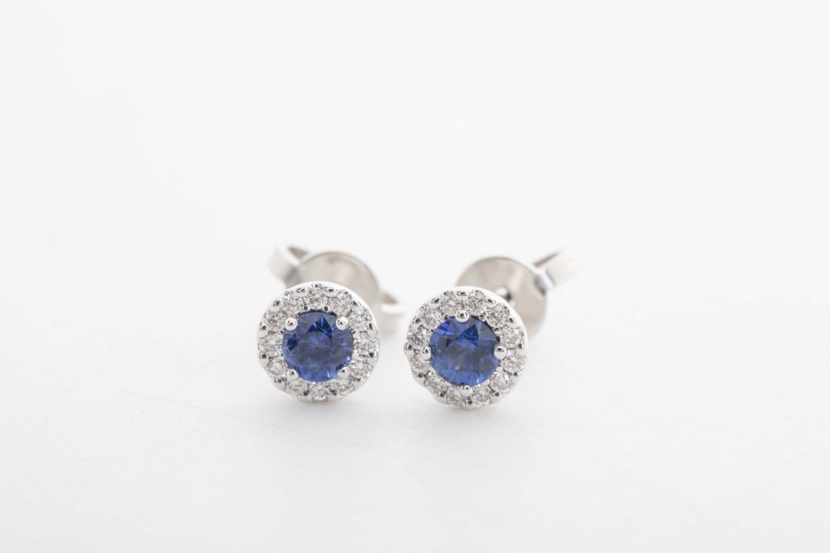 Aretes con zafiros y diamantes