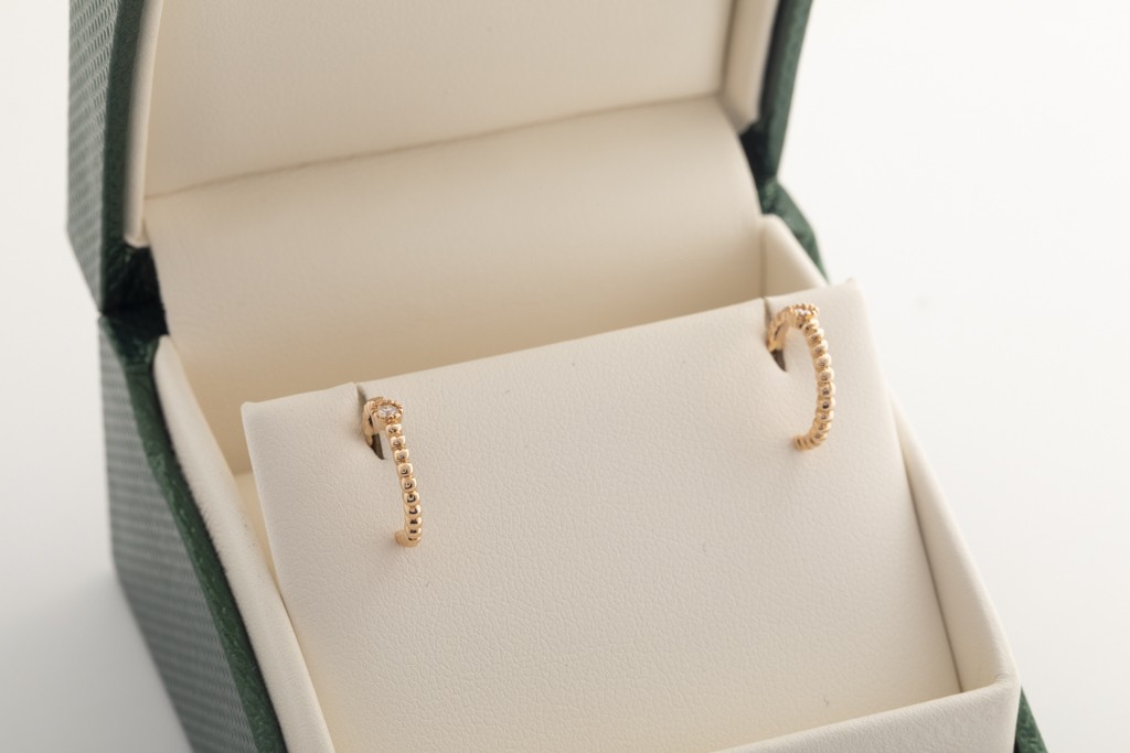 Aretes argolla Moraglione de oro rosa con diamantes