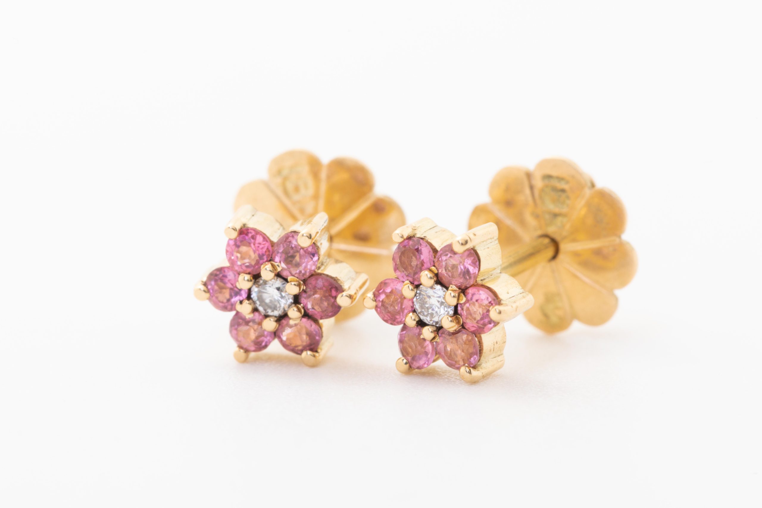 Aretes rosetas rosadas