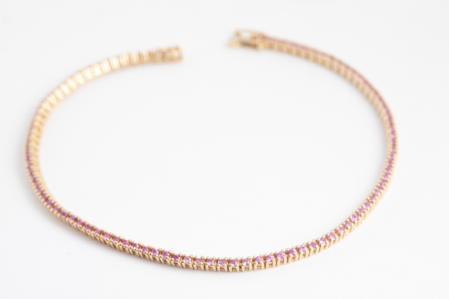Pulsera Moraglione tenis con zafiros rosados