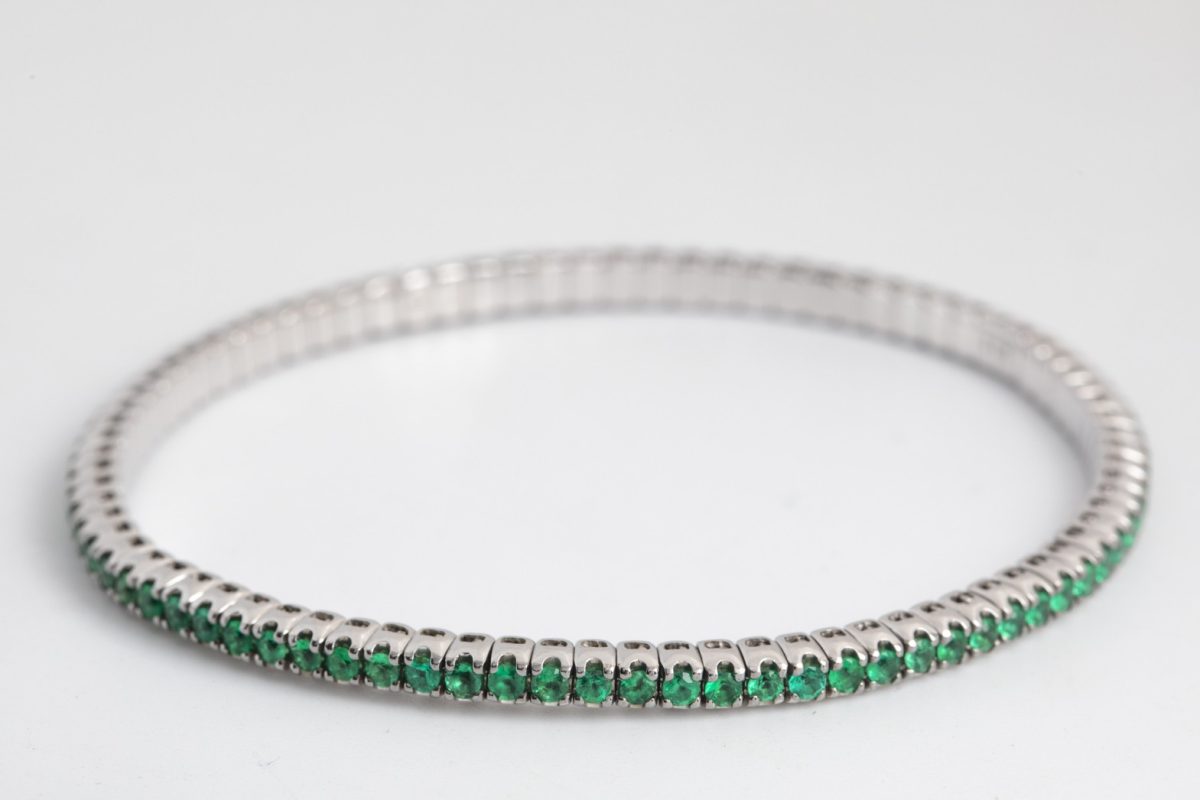 Pulsera Crivelli tenis expandible con esmeraldas