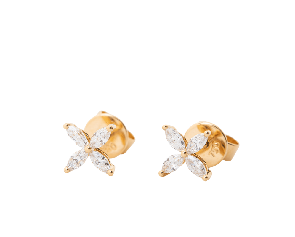 Aretes flor con diamantes