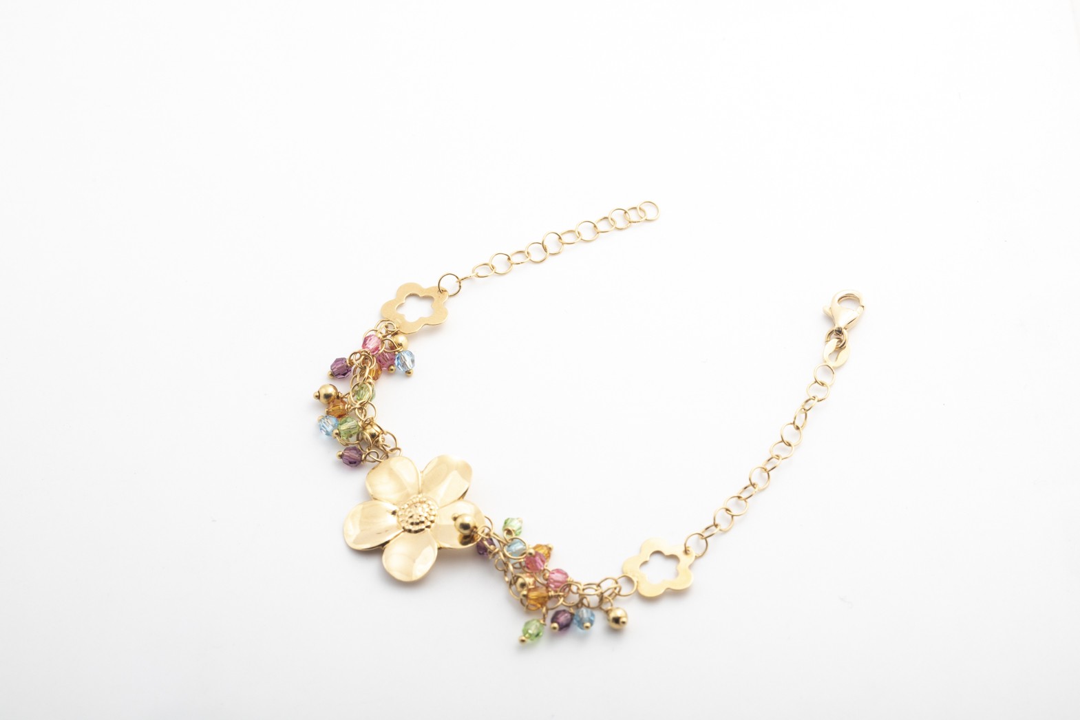 Pulsera flor y piedras de color