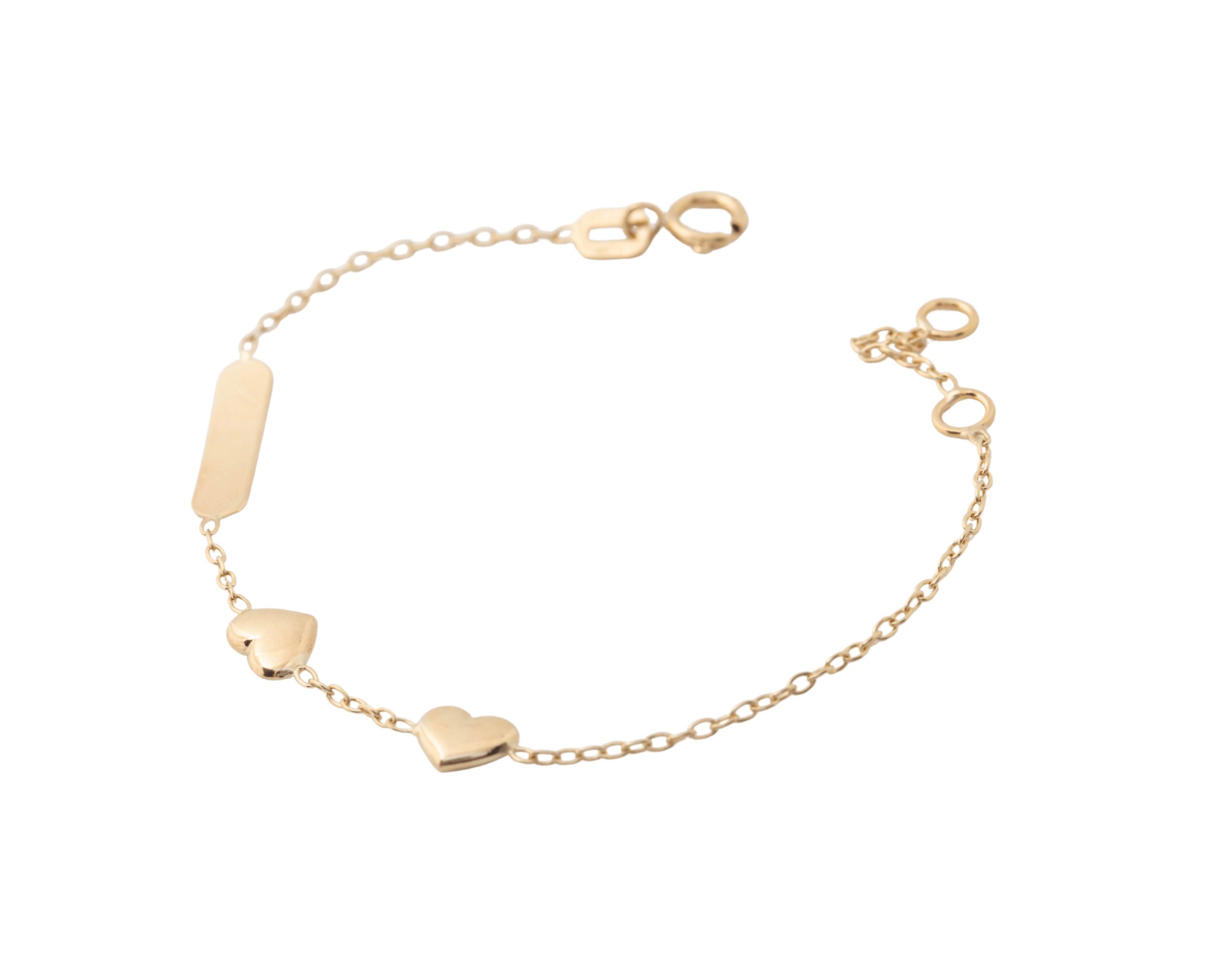 Pulsera con placa y corazón para niña