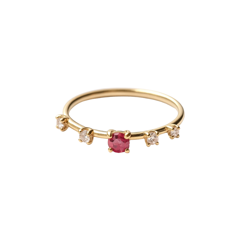 Anillo con zafiro rosa y diamantes