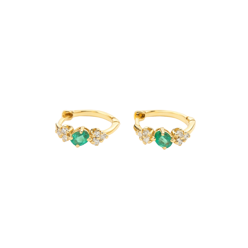 Aretes con esmeraldas y brillantes